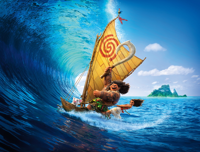 Moana (Movie), Dwayne Johnson, Boat, Movie, Moana, Moana Waialiki, Ocean, 5K, Heihei (Moana), Maui (Moana), Pua (Moana), Aulii Cravalho