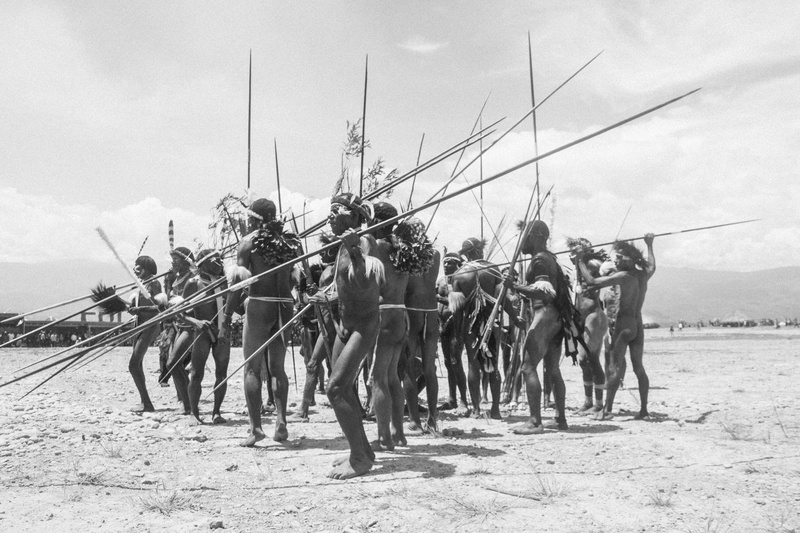 land, mountains, military, papua, spear, mammal, 5K, large group of people, nature, people, dance, boys, wamena, group of people, domestic animals, group together