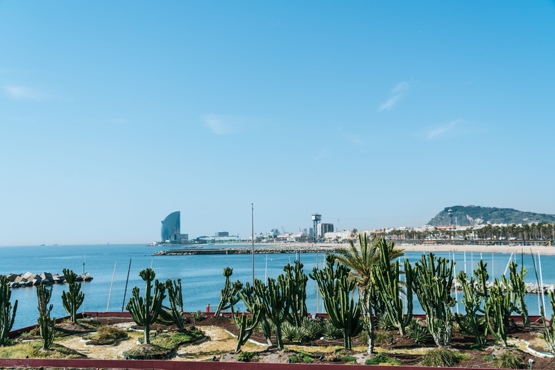outdoors, beach, tranquil scene, bay, building exterior, boats, day, boat, no people, background, w hotel, sea, catalonia, beauty in nature, platja de llevant