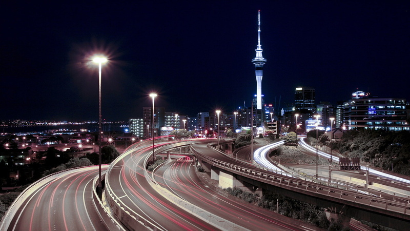 speed, multiple lane highway, sky, 1080P, light trail, bridge - man made structure, city life, travel destinations, motion, street light, transportation