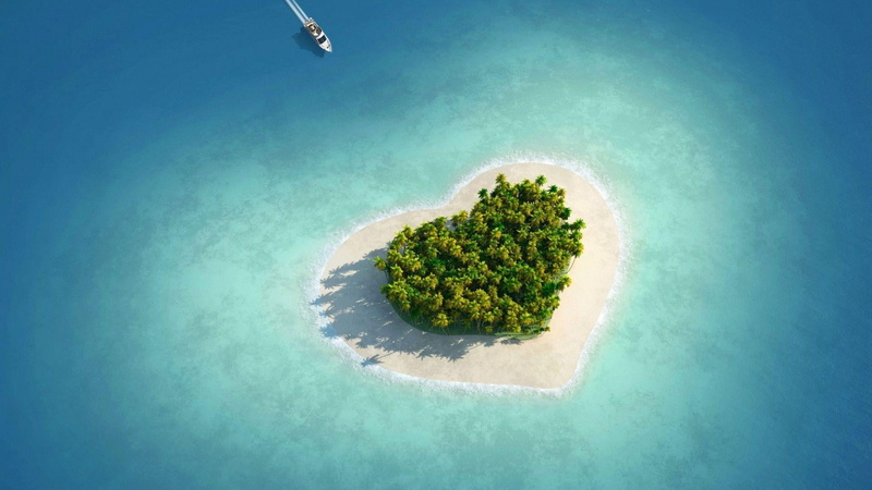 tranquility, island, land, blue, no people, 1080P, green color, scenics - nature, tropical climate, outdoors, environment, love, tree, beauty in nature