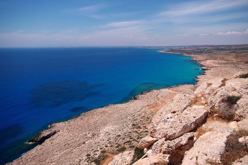 horizon, nature, outdoors, mediterranean Sea, cavo greco, the coast, cyprus, the sun, rocky coastline, horizon over water, non-urban scene, day, beauty in nature