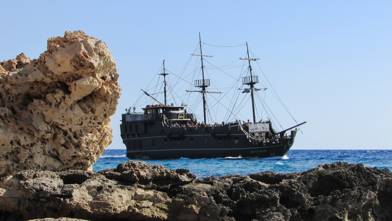 cyprus, no people, rocky coast, rock, sailboat, vintage, sky, sailing ship, mode of transportation, solid, pirate ship, black pearl, transportation, day