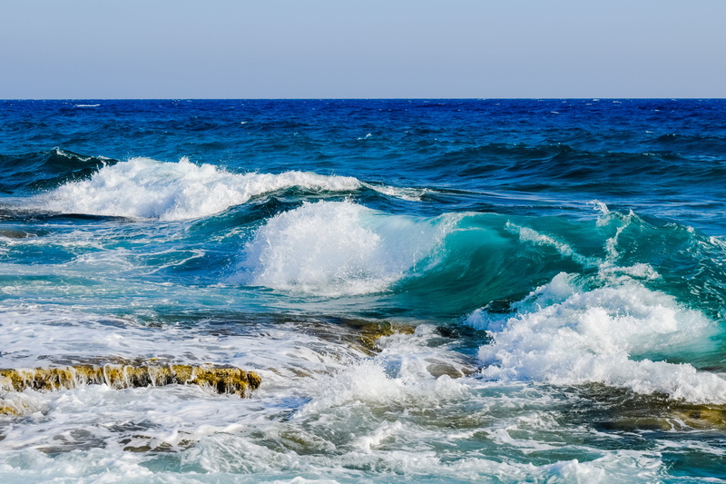 horizon, cyprus, sky, spray, splash, aquatic sport, scenics - nature, smashing, foam, energy, horizon over water, sea, beauty in nature, water, splashing