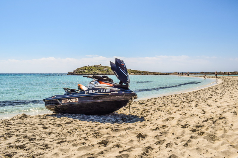Jet Ski, Rescue, beach, nature, Beach, cyprus, horizon over water, vacations, outdoors, holiday, 5K, sunlight, travel, ayia napa, copy space, sky, day