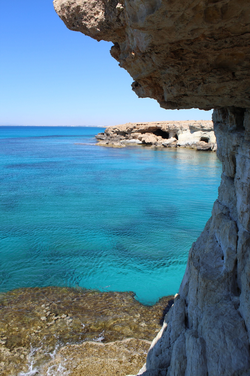 seashore, horizon over water, sea, outdoors, water, cyprus, tranquility, rock - object, no people, rock formation, 5K, beach, tranquil scene, turquoise colored