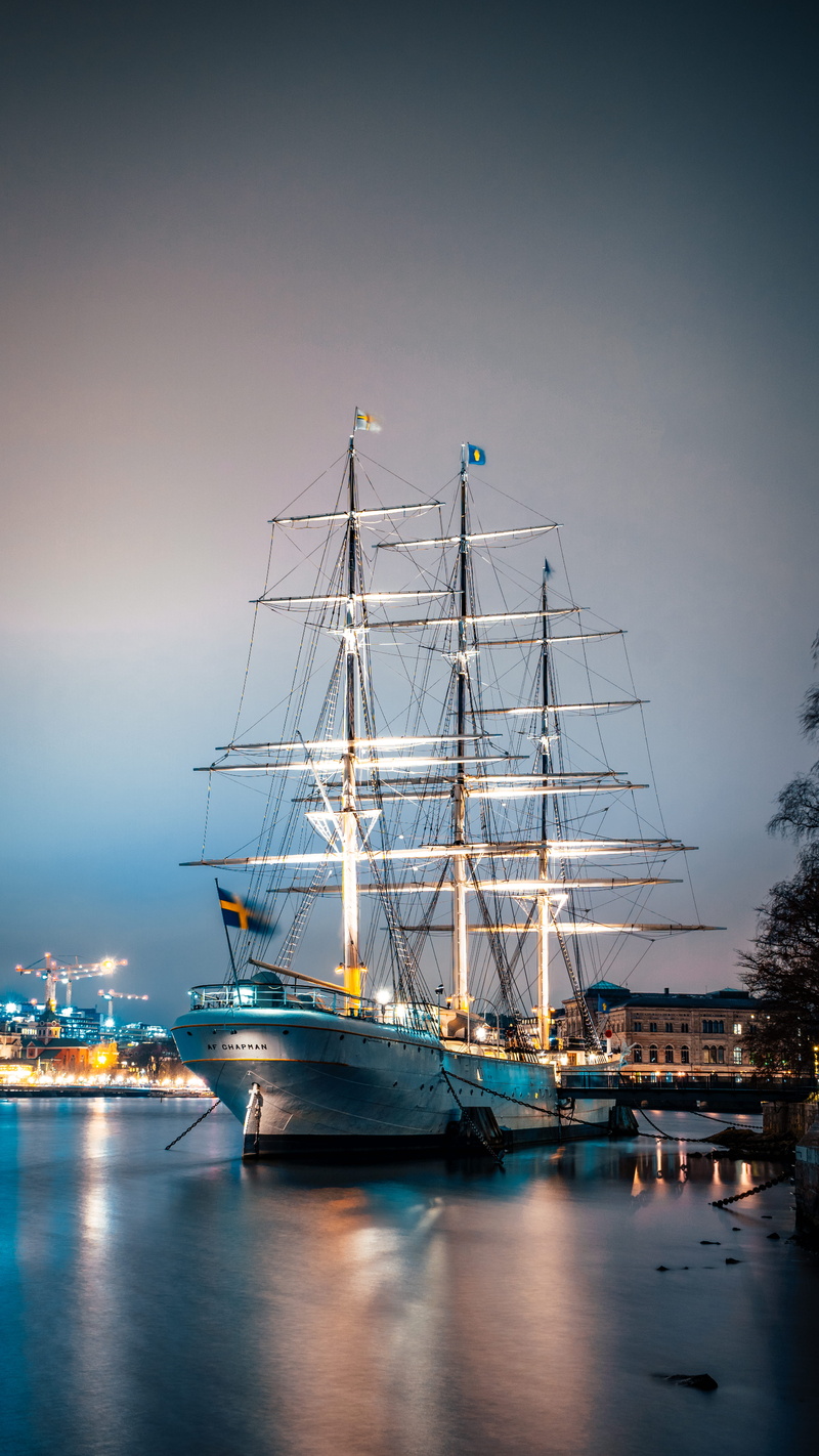 water, pier, sea, port, 5K, architecture, nautical vessel, dock, mast, no people, boat, pole, riddarholmen, waterfront, city, passenger craft, building