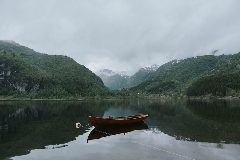 tree, hiking, boat, mountain range, outdoors, mode of transportation, transportation, lake, cloud - sky, mountain, mountains, buoy, hill, reflection lake