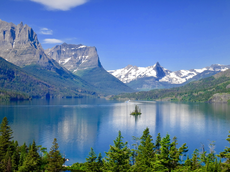 day, no people, sky, wild goose island, nature, environment, cold temperature, scenics - nature, mountain peak, water, near, tranquility, mountain, tranquil scene