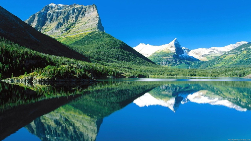 saint mary lake, 1080P, waterfront, day, tranquility, united states, lake, tranquil scene, montana, blue sky, no people, idyllic, mountain range, reflection