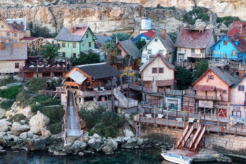 4K, location, popeye village, water, film, bridge, booked, city, anchor bay, outdoors, built structure, town, roof, building, village, home, house, rustic