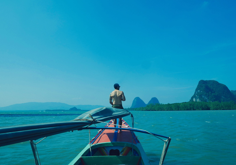 scenics - nature, young traveler, blue, traveler, ko panyi, asian backpacking, thailand backpacking, ao phang-nga national park, tranquil scene, thailand travel