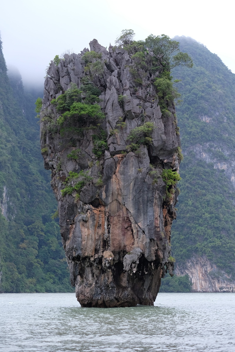 rock - object, sea, island, stack rock, tranquility, water, james bond, sky, 4K, day, non-urban scene, scenics - nature, mountain, beauty in nature, no people
