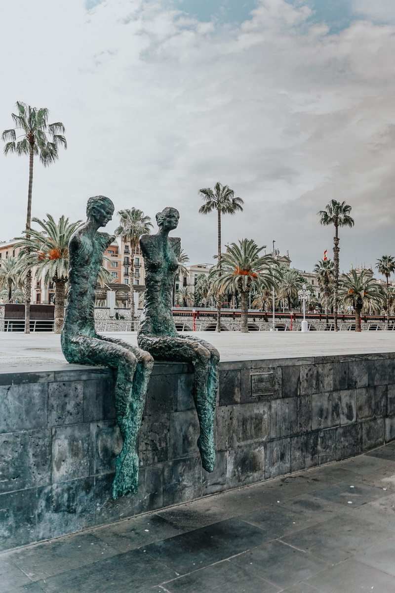 no people, barcelona, human representation, sculpture, representation, statue, nature, spraying, sky, outdoors, creativity, cloud - sky, 5K, architecture