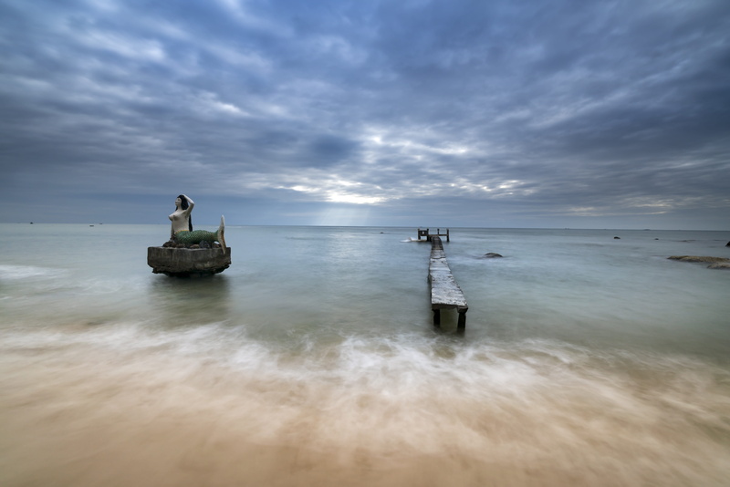 8K, mermaid, summer, phuquoc, scenics - nature, nature, statue, mode of transportation, bright, nice, the ocean, the beach, transportation, abstract, shore