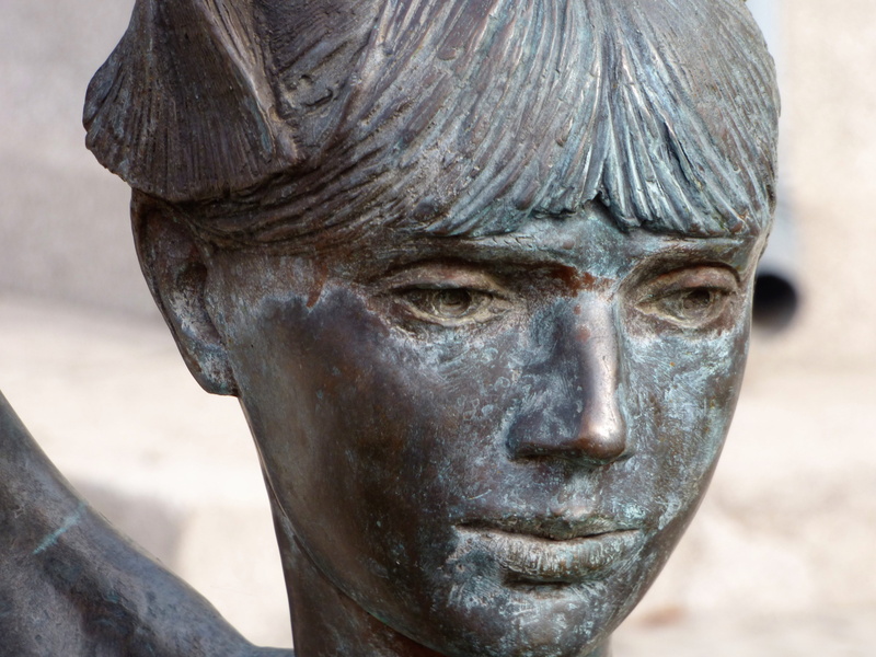 craft, hungary, human face, metal, sculpture, male likeness, art and craft, creativity, adult, statue, Bronze Statue, representation, paint, Mermaid, close-up