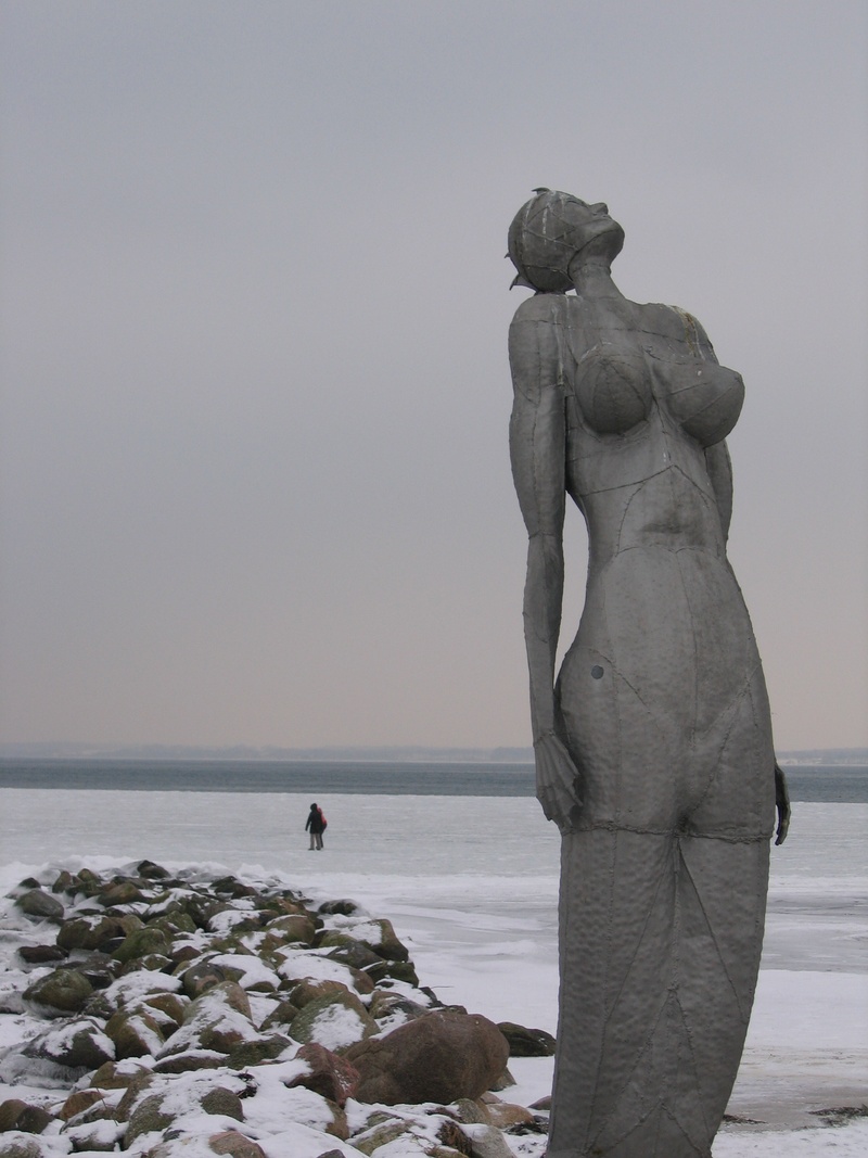 sea, art, horizon over water, nature, 2K, water, representation, winter, day, beauty in nature, mermaid, no people, creativity, cold temperature, clear sky