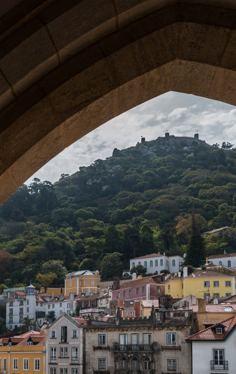 sky, history, building, town, building exterior, 2K, portugal, outdoors, mountain, residential district, plant, day, trip, sintra, cloud - sky, old, castle