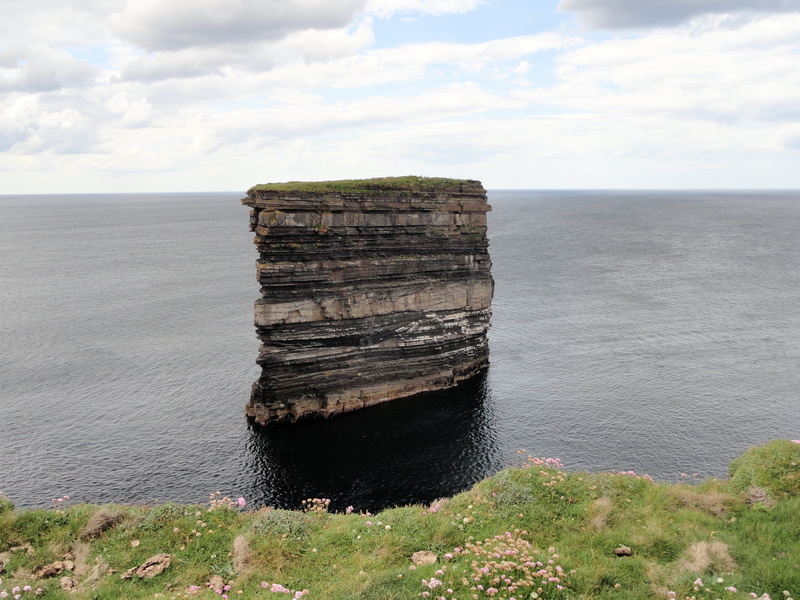 beauty in nature, tranquility, horizon over water, nature, stack rock, ireland, water, mayo, downpatrick head, rock formation, tranquil scene, 4K, scenics - nature