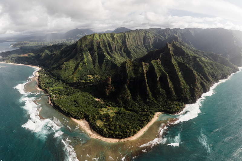 cloud, blue, environment, outdoors, tranquility, tranquil scene, aerial view, day, aerial, waves, sea, bay, shoreline, rainforest, beauty in nature, mountain