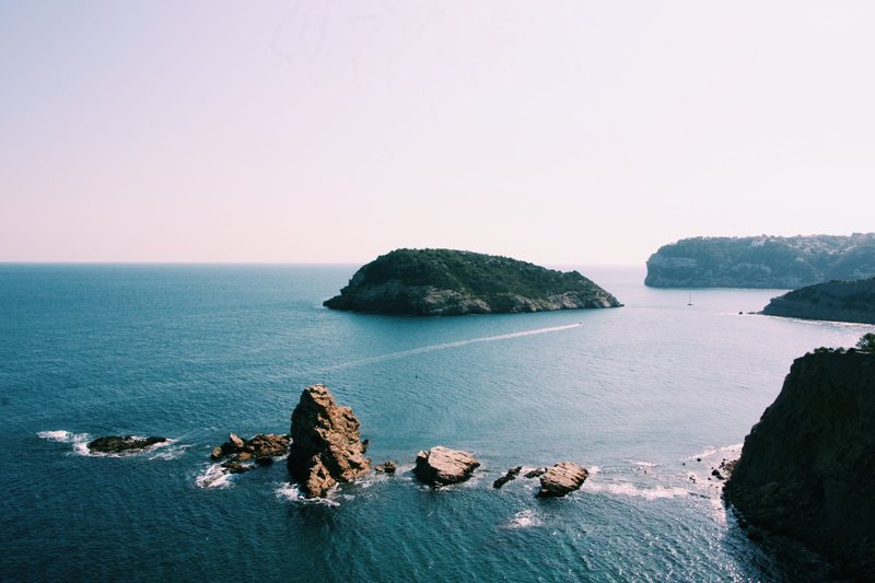rock, clear sky, islet, horizon over water, scenic, eye, birds eye view, tranquil scene, s, eroded, tranquility, day, ocean, sea, water, nature, aerial shot