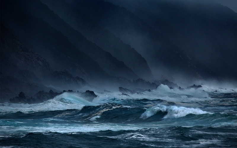 Rocks, water, Sea, Dark, Storms, Waves, 1080P, body
