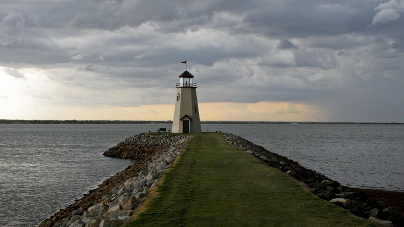 1080P, nature and landscapes, lighthouse, jetty, lonely, clouds