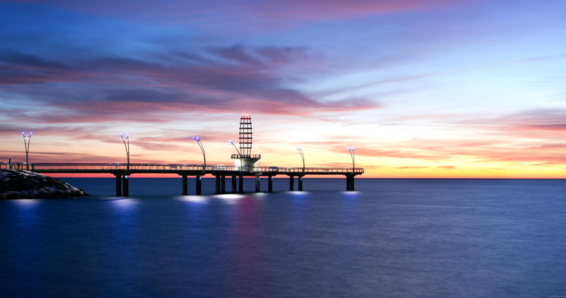 photograph, water, lake, sunrise, landscape, jetty, 4K