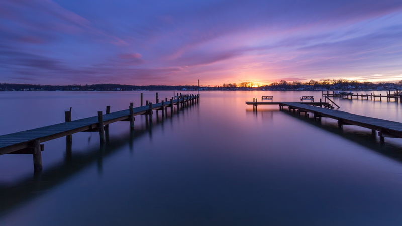 outdoors, reflection, house, Maryland, pier, water, 1080P, clouds, nature, sunset, no people, landscape, sky, beauty in nature, cloud - sky, tranquility