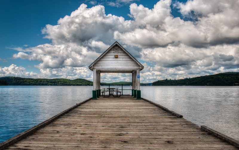 clouds, outdoors, water, cloud - sky, tranquil scene, day, beauty in nature, sky, canada, idyllic, scenics - nature, muskoka, no people, dock, architecture