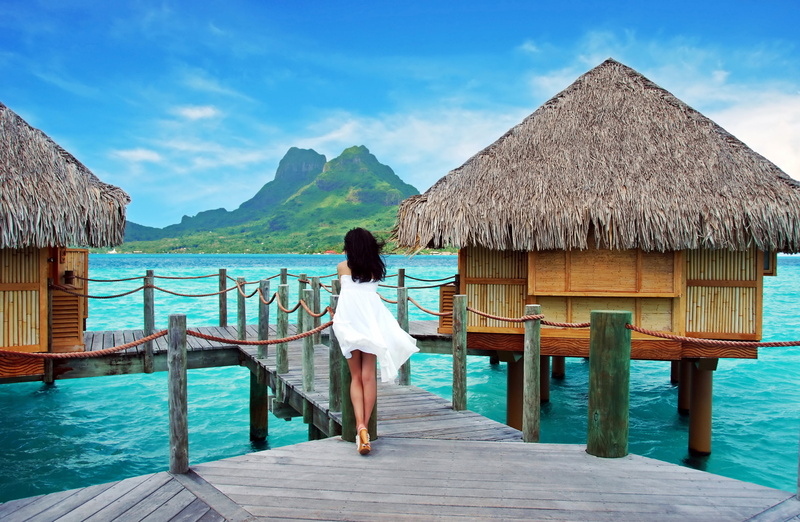 young Adult, outdoors, lifestyles, beauty, ocean, serene People, day, caribbean Sea, tropics, wood - Material, pier, luxury, sand, one Person, maldives