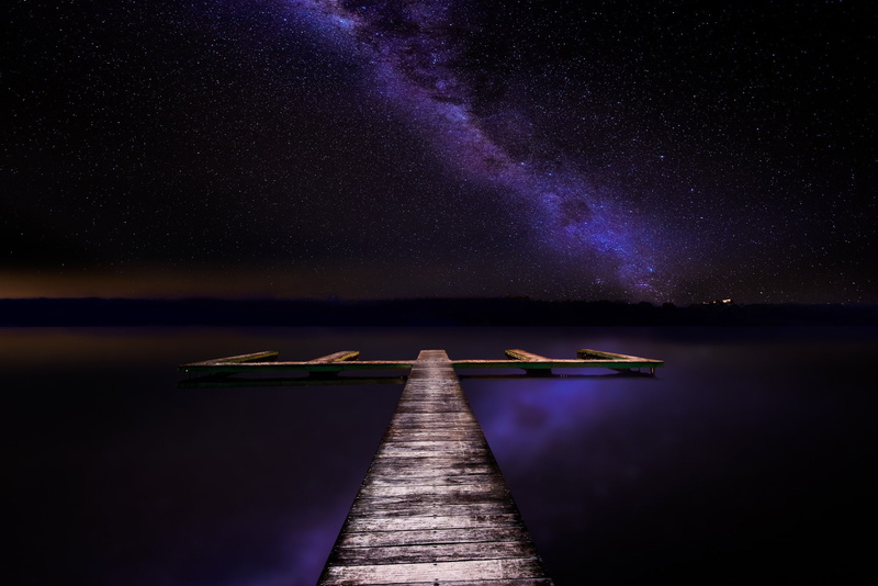 nature, space, pier, outdoors, wood - material, star, beauty in nature, purple, star - space, sky, no people, scenics - nature, tranquil scene, the way forward