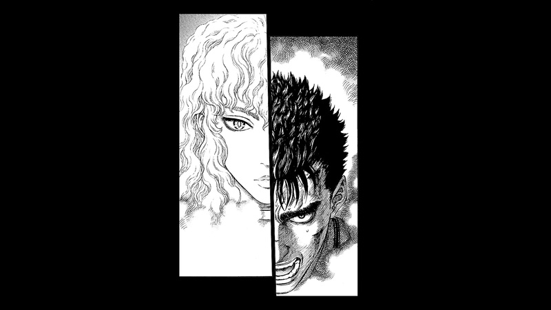 Berserk, simple background, 1080P, Guts, Griffith
