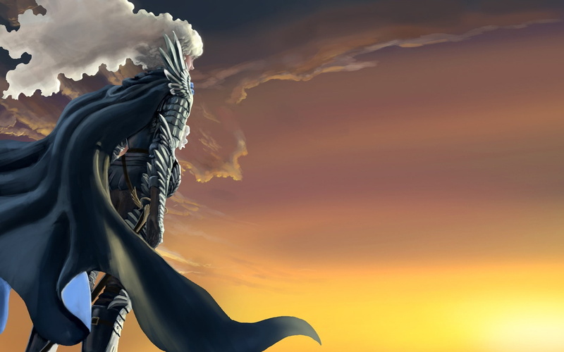 statue, outdoors, craft, cloud - sky, orange color, nature, beauty in nature, human representation, 720P, Kentaro Miura, close-up, creativity, motion
