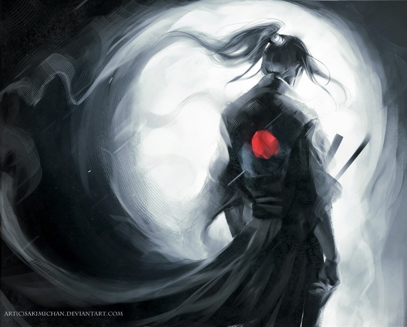 lonely, 720P, hd, artwork, art, japan, sakimichan, samurai