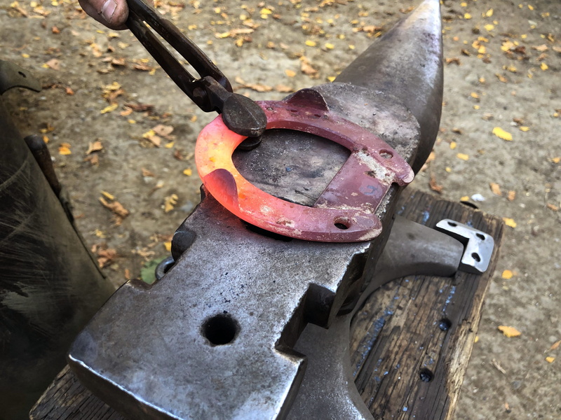 outdoors, hammer, form, yk, nature, horseshoe, red, iron - metal, farrier, old, business, workshop, focus on foreground, hot, steel, 4K, no people, work