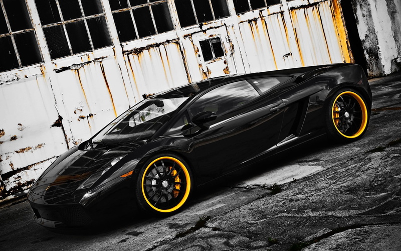 gallardo, luxury, forged, black, 2K, lamborghini, cars, yellow, car
