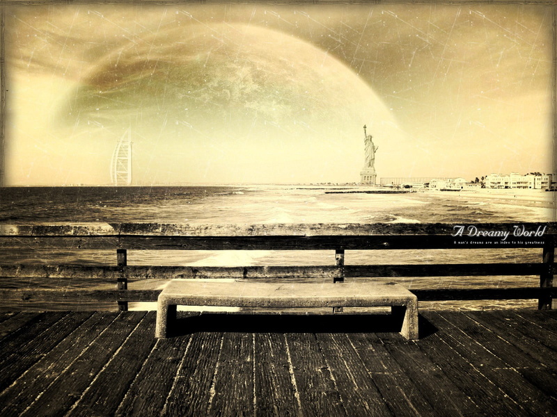 sunlight, tool, sea, 720P, sky, water, day, gray, planet, metal, horizon, sepia, fantasy art, cloud - sky, power in nature, built structure, wood, nature