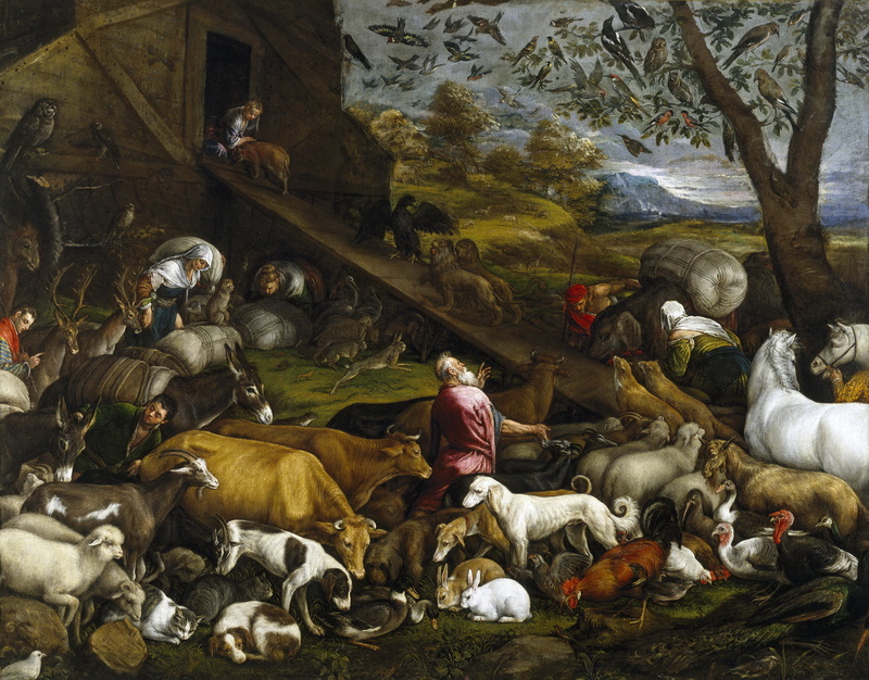 picture, genre, Jacopo Bassano, Entrance of animals into Noahs ark, 1080P, mythology