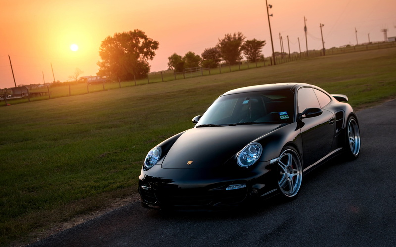 mode of transportation, land vehicle, Sun, nature, vehicle, black, road trip, street, orange color, stationary, no people, Porsche, travel, 2K, luxury