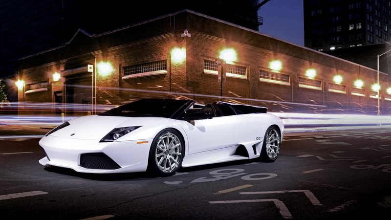 Lamborghini, white, 4K, gallardo, murcielago, Supercar, LP640 Roadster, Night, Lamborghini Murcielago, street, lp, roadster