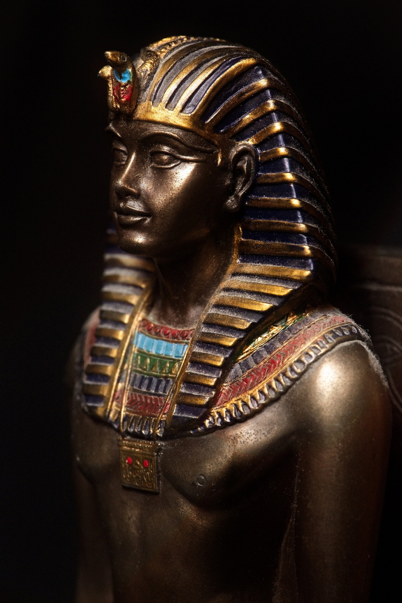 figure, craft, the past, religion, black background, pharaoh, spirituality, close-up, ornate, ancient egypt, human representation, gold colored, one, statue