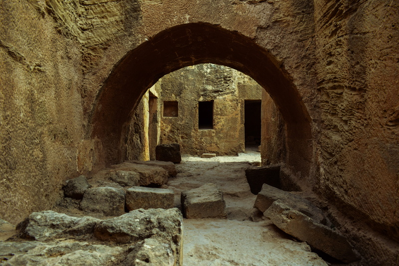 cyprus, archaeology, ruined, building, archaeological, paphos, stone wall, tombs of the kings, tunnel, damaged, built structure, history, architecture