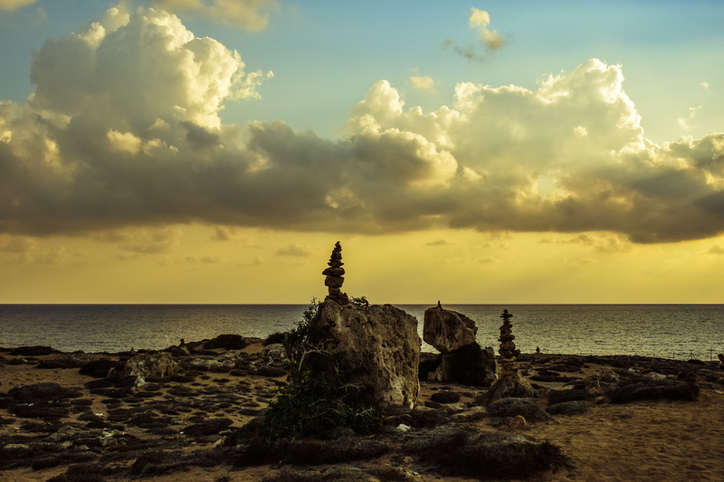 land, archaeology, beach, horizon, landscape, scenery, horizon over water, 5K, outdoors, no people, sunbeam, solid, nature, paphos, idyllic, beauty in nature