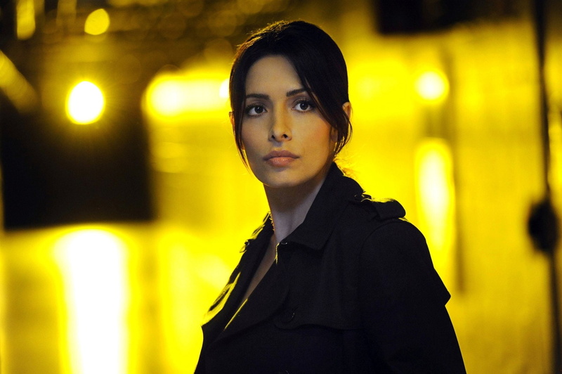 yellow, jacket, standing, adult, beautiful woman, one person, headshot, 1080P, Sarah Shahi, focus on foreground, TV Show, Person Of Interest, clothing