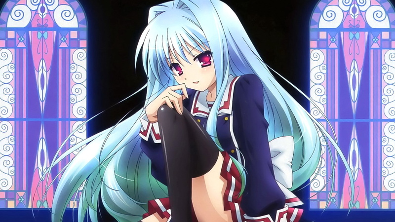 thigh-highs, anime girls, school uniform, Kubrick Fear, studio shot, looking at viewer, technology, long hair, indoors, leisure activity, young women, young adult