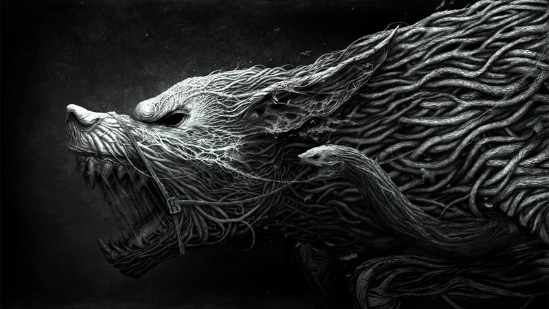 1080P, fantasy art, art, fearful, monster, wolf, dark, darkness