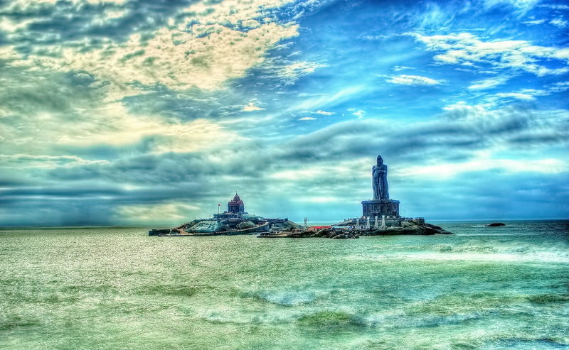 waterfront, cloud - sky, statue, 2K, nautical vessel, incredible, day, Asia, sea, India, architecture, gray, mode of transportation, building exterior