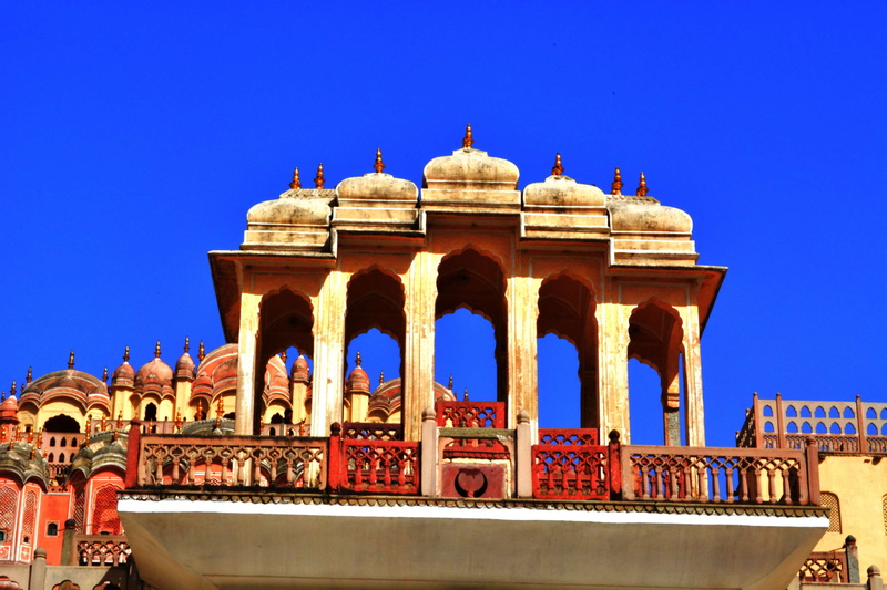 blue, history, travel destinations, building exterior, india, hawa mahal, art and craft, 4K, nature, blue sky, travel, jaipur, architectural column, sky