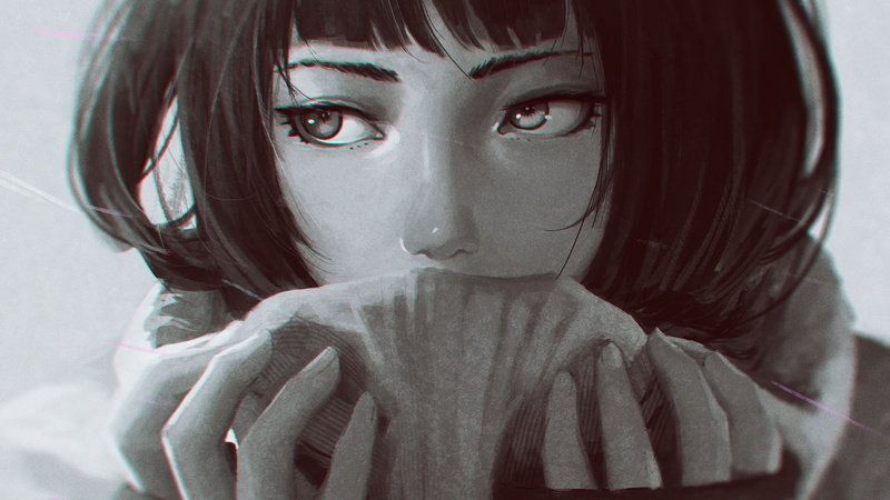 emotional, sad, monochrome, 1080P, portrait